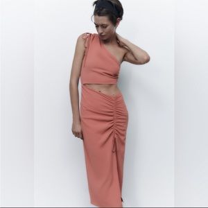 ZARA DRAPED ASYMMETRIC DRESS